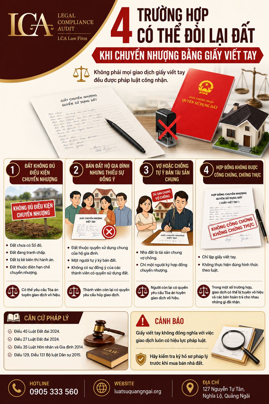 các trường hợp mua bán đất bằng giấy viết tay có thể vô hiệu
